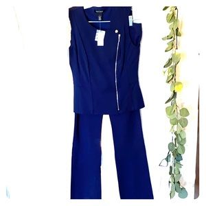 White House Black Market blue spring pant Suit EUC